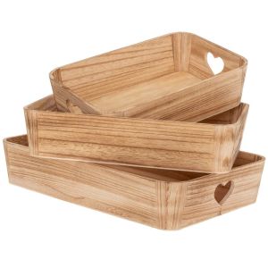 КОМПЛЕКТ 3 ДЕКО ПРАВОЪГЪЛЕН ДЪРВЕН ПОДНОС 41X28X8,5 36X24X8 32X17,5X7,5CM