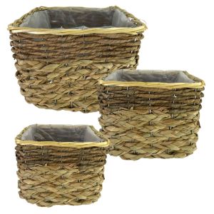 КОМПЛЕКТ КОШНИЦИ ЗА ВЕНЕЦИ/3 НАТУРАЛНИ/КАФЯВИ КВАДРАТИ - L:25.5X25.5X20, M:20.5X20.5X17, S:15.5X15.5X15CM 8/KIB