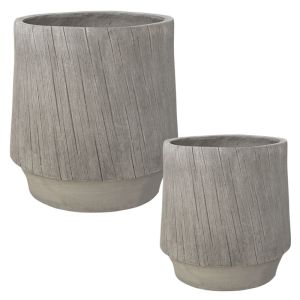 КОМПЛЕКТ САКСИЯ ФИБЪРГЛИНА/3 БЕЖОВО ДЪРВО - S:Φ32,5X32,5, M:Φ32,5X32,5, L:Φ45X45СМ 1/КУТИЯ