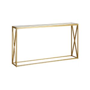 Метална конзола със стъклена повърхност Kantoo в златист нюанс 120x25x75см
