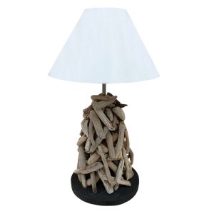 НАСТОЛНА ЛАМПА TWIGGY NATURALLY HM4423 DRIFTWOOD &amp; WHITE CAP Φ25x55Hcm.
