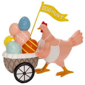 ВЕЛИКДЕНСКА ДЕКО КОКОШКА ТЕГЛЕЩА КОЛИЧКА С ЯЙЦА 25Х25СМ