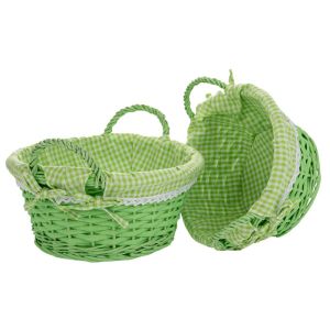 КОМПЛЕКТ 2 КРЪГЛИ КОШНИЦА ОТ ЗЕЛЕН ПЛАТ D30X14-D25X12CM
