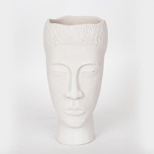 ВАЗА, ГЛАВА, ЦИМЕНТ, БЯЛА, 18x16x31.5см