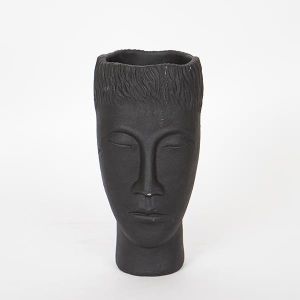 ВАЗА, ГЛАВА, ЦИМЕНТ, ЧЕРНА, 14x12.5x25см