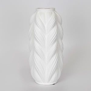 ВАЗА, КЕРАМИКА, БЯЛА, ПЛЕТЕЕН ДИЗАЙН, 17,5x16x38,5 см