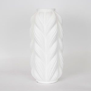 ВАЗА, КЕРАМИКА, БЯЛА, ПЛЕТЕЕН ДИЗАЙН, 22,5x21x48 см