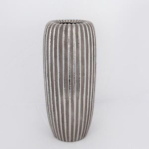 ВАЗА, КЕРАМИКА, КАФЯВА И СРЕБРИСТА, 17,5x17,5x39,5 см