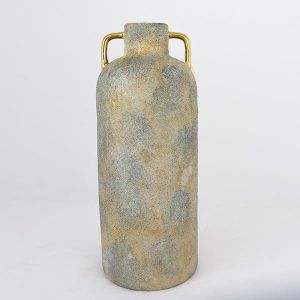 ВАЗА, КЕРАМИКА, СИВО И ЗЛАТНО, 16x16x40,5 см