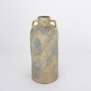 ВАЗА, КЕРАМИКА, СИВО И ЗЛАТНО, 3,5x13,5x30cm