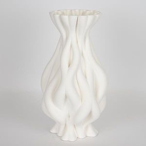 ВАЗА, ПОРЦЕЛАН, 3D, БЯЛА, 17x17x33.5cm