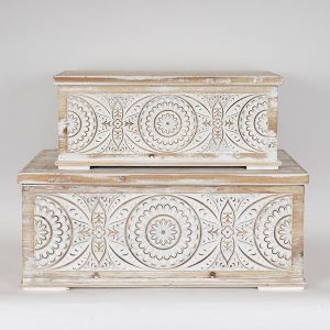 ВИНТИДЖ САНДЪЦИ, ДЪРВО, БЕЛИ, КОМПЛЕКТ 2БР, 28x20x16, 23x16x13m 20x12x10cm