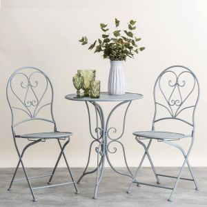 ГРАДИНСКИ КОМПЛЕКТ МЕТАЛ С 2 СТОЛА BYRON GREY 60X75СМ