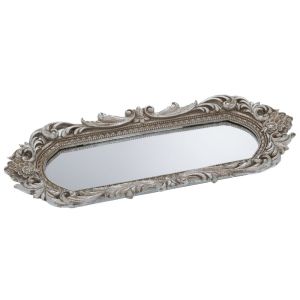 ДЕКО СРЕБЪРЕН ПОДНОС С ОГЛЕДАЛО 33,5Χ14X2,5CM