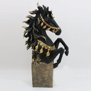 ДЕКОРАТИВЕН КОН, ΜΑΥΡΟ  ЗЛАТО, 22x10x40cm