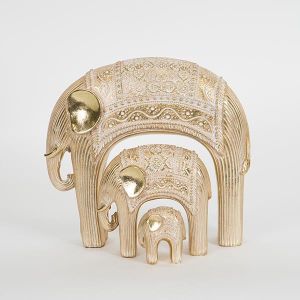 ДЕКОРАТИВЕН СЛОН, ЗЛАТО, L:23.5x8x21.5cm, Μ:12.5x6x12cm S:5x3.5x6cm