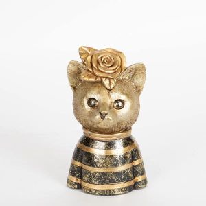 ДЕКОРАТИВНА КОТКА, ЧЕРНО И ЗЛАТНО, 10,5x9x18 см
