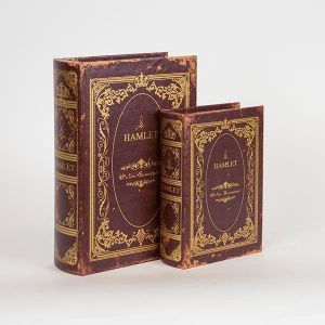ДЕКОРАТИВНА КНИГА КУТИЯ, ДЪРВЕНА, КАФЯВА, КОМПЛЕКТ 2БР., 19x7x27cm
