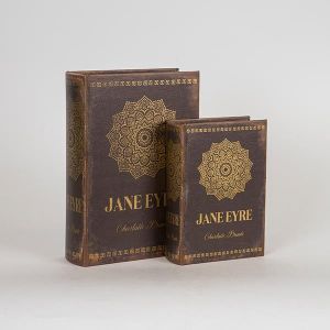 ДЕКОРАТИВНА КНИГА КУТИЯ, ДЪРВЕНА, КАФЯВА, КОМПЛЕКТ 2БР., 19x7x27cm