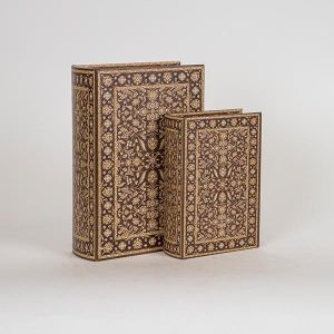 ДЕКОРАТИВНА КНИГА КУТИЯ, ДЪРВЕНА, КАФЯВА, КОМПЛЕКТ 2БР., 19x7x27cm