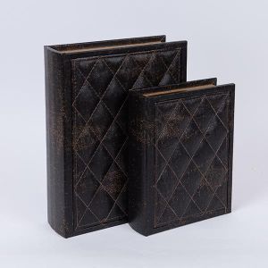 ДЕКОРАТИВНА КНИГА КУТИЯ, ЧЕРНА, КОМПЛЕКТ 2БР., 30x22x7, 23x17x5.5cm