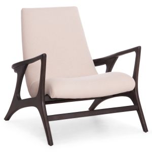 КРЕСЛО LOUNGE ARYA SM9969 ТИКОВО ДЪРВО В ЧЕРНО-КРЕМАВ БЯЛ ПЛАТ БУКЛЕ 79x88x83Hcm.