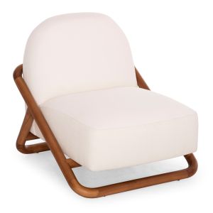 КРЕСЛО LOUNGE RAMROD SM9967 ТИКОВО ДЪРВО В НАТУРАЛНО-КРЕМАВ БЯЛ БУКУЛ 75x87x79Hcm.