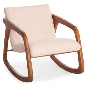 ЛЮЛЕЕЩ СЕ СТОЛ ROCKER SM9965 ТИКОВО ДЪРВО В ЕСТЕСТВЕНА-БЕЖОВА МАТЕРИЯ 61x87x73Hcm.