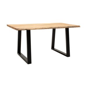 Маса Miles Slim масивно акациево дърво в естествен нюанс с черни метални крака 160x90x76cm