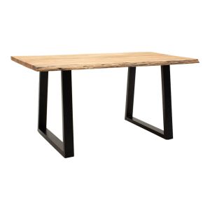 Маса Miles Slim масивно акациево дърво в естествен нюанс с черни метални крака 180x90x76cm