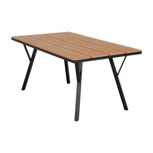 МЕТАЛНА ГРАДИНСКА МАСА FL6514 С ПОВЪРХНОСТ ОТ POLYWOOD СИВ ЦВЯТ 160X91X72CM