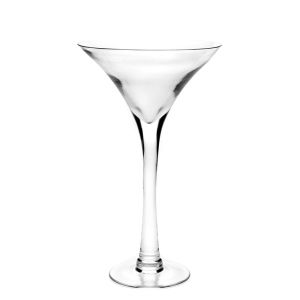 ПРОЗРАЧНА СТЪКЛЕНА ВАЗА D 24X40 СМ СТИЛ МАРТИНИ GLASS