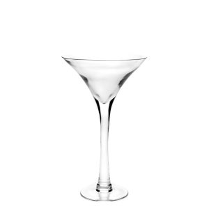 ПРОЗРАЧНА СТЪКЛЕНА ВАЗА D 25X30 СМ СТИЛ МАРТИНИ GLASS