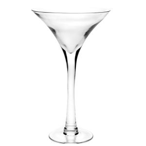 ПРОЗРАЧНА СТЪКЛЕНА ВАЗА D 25X50 СМ СТИЛ МАРТИНИ GLASS