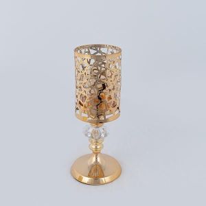 СВЕЩНИК, МЕТАЛЕН, ЗЛАТЕН, 10х27см