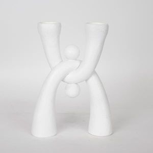 СВЕЩНИК, ПОЛИРЕЗИН, БЯЛ, 19x6.5x25.5cm