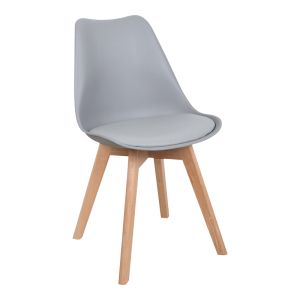 Стол Gaston PP-PU цвят светло сив - естествен крак 58x47x85см