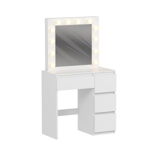 ТОАЛЕТКА С LED СВЕТЛИНИ И ЧЕКМЕДЖЕТА KEITLIN HM2499.03 МЕЛАМИН В БЯЛО 80x40x140Hcm.