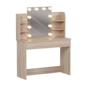 ТОАЛЕТКА С LED СВЕТЛИНИЕ-РАФТОВЕ-ЧЕКМЕДЖЕТА LAURYN HM2502.01 SONAMA ЦВЯТ 101.8x40x139.5Hcm.