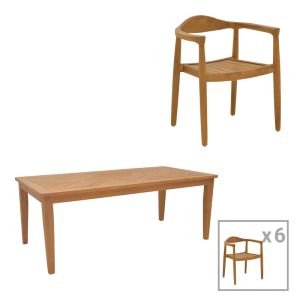 Трапезен комплект 7 бр Ganny-Mady тиково дърво в натура нюанс 200x100x75см