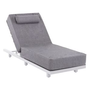ШЕЗЛОНГ JESSIE HM10714.01 БЯЛА АЛУМИНИЙ-СИВА ВЪЗГЛАВНИЦА 200x71x35.5-95Hcm.