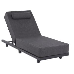 ШЕЗЛОНГ JESSIE HM10714.03 ТЪМНО СИВ АЛУМИНИЙ И ВЪЗГЛАВНИЦА 200x71x35.5-95Hcm.
