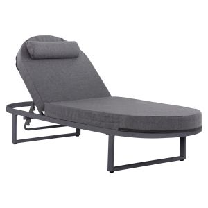ШЕЗЛОНГ MALLOW HM10715.03 ТЪМНО СИВ АЛУМИНИЙ И ВЪЗГЛАВНИЦА 198x71x40,5-103Hcm.
