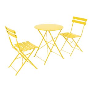Bistro 3 бр метална сгъваема маса за хранене в жълт нюанс D60x71cm