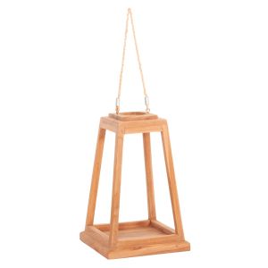 ДЕКОРАТИВЕН НАСТОЕН ФЕНЕР ЗА СВЕЩИ RAMI HM4584 ТИКОВО ДЪРВО В НАТУРАЛ 25x25x39-67Hcm.
