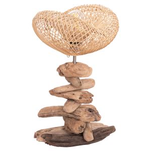 ДЕКОРАТИВНА НАСТОЛНА ЛАМПА IVAR NATURALLY HM4431 РЕЧНО/МОРСКО ДЪРВО DRIFTWOOD И РАТАН 32x30x53Hcm.