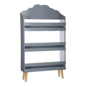 Детска етажерка Penzia мдф в сив цвят и крака в естествен цвят 58x18x100см