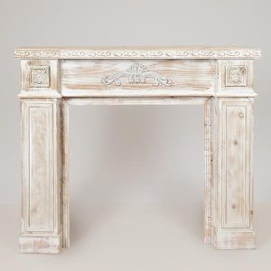 ДЪРВЕНА РАМКА ЗА КАМИНА, ВИНТИДЖ ДИЗАЙН АНТИЧНО БЯЛО, 120x23x101см
