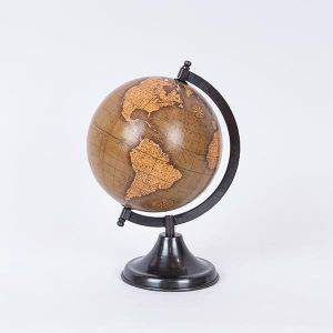 МЕТАЛЕН ГЛОБУС, КАФЯВ И БЕЖОВ, 16x19x25 см