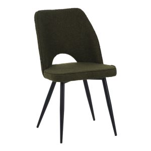 Стол Renish букле в тъмно зелен цвят с черни метални крака 61x47x91.5см